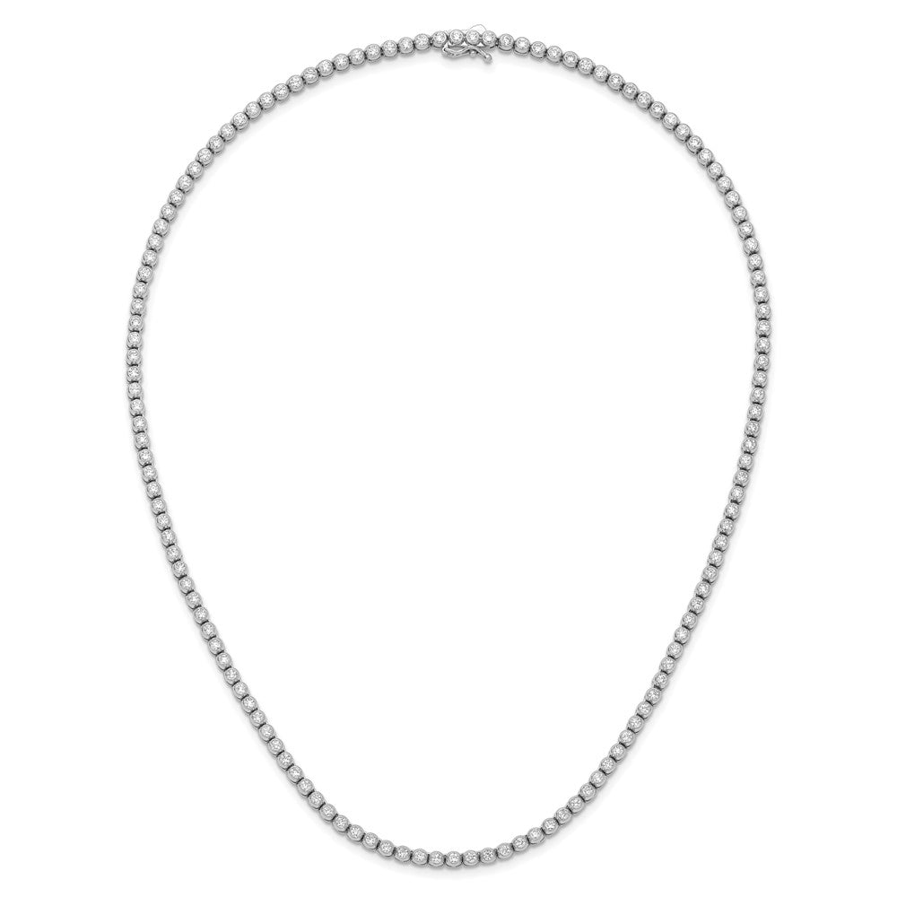 Sterling Shimmer Sterling Silver Rhodium-plated Bezel Set 2.3mm CZ 135 Stone 20 inch Necklace 20 Inches
