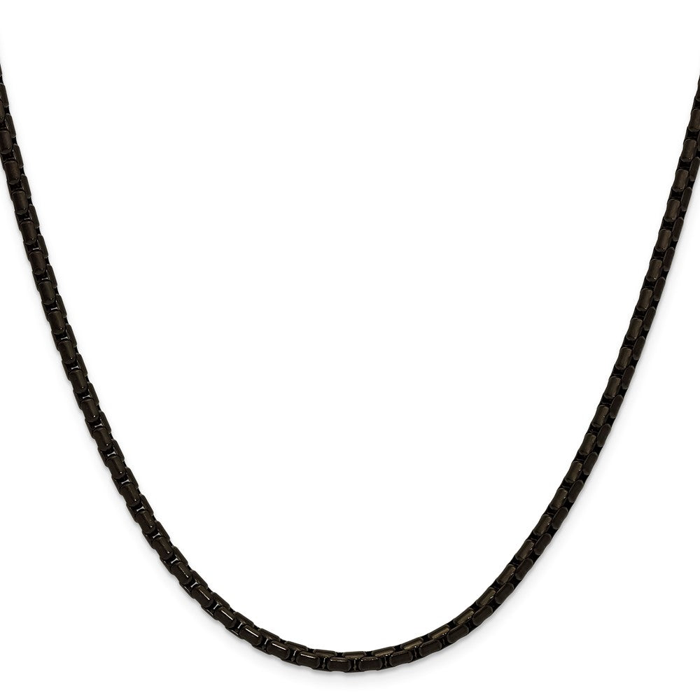 Chisel Stainless Steel Polished Black IP-plated 3.5mm 24 inch Elongated Round Box Chain