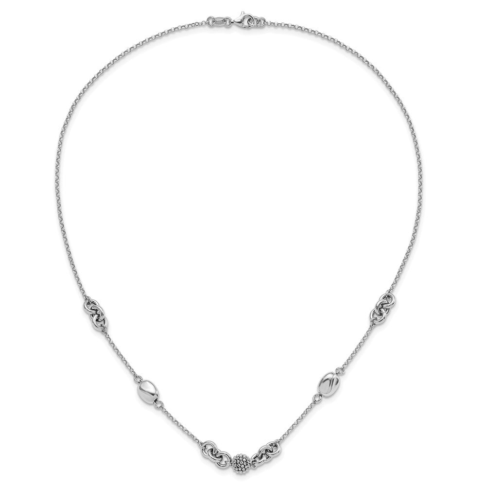 Sterling Silver Rhodium-plated Beaded Fancy Necklace