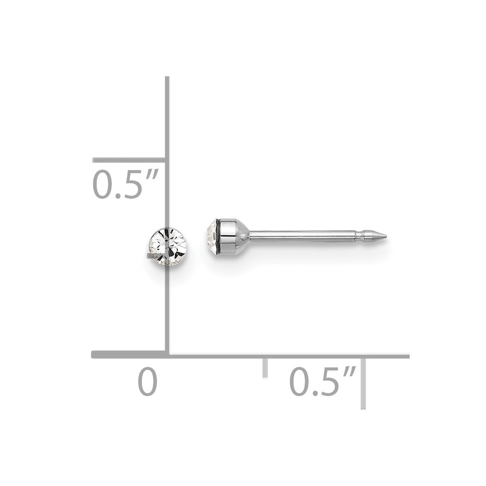 Inverness 14K White Gold Polished 2.4mm Crystal Post Piercing Earrings