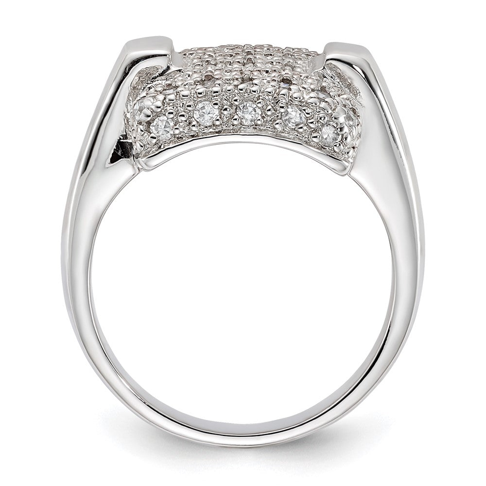 Sterling Silver Pave CZ Square Ring