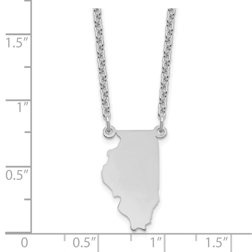 Sterling Silver/Rhodium-plated Illinois State Necklace