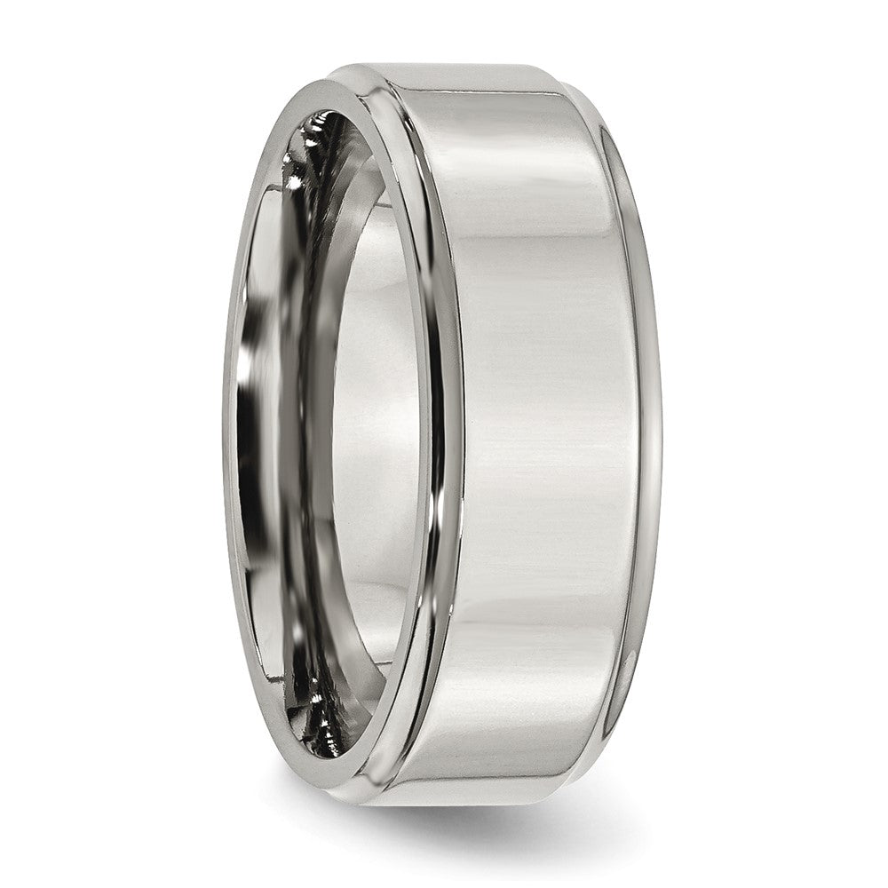 Stainless Steel Polished 8mm Ridged Edge Band Size - 13