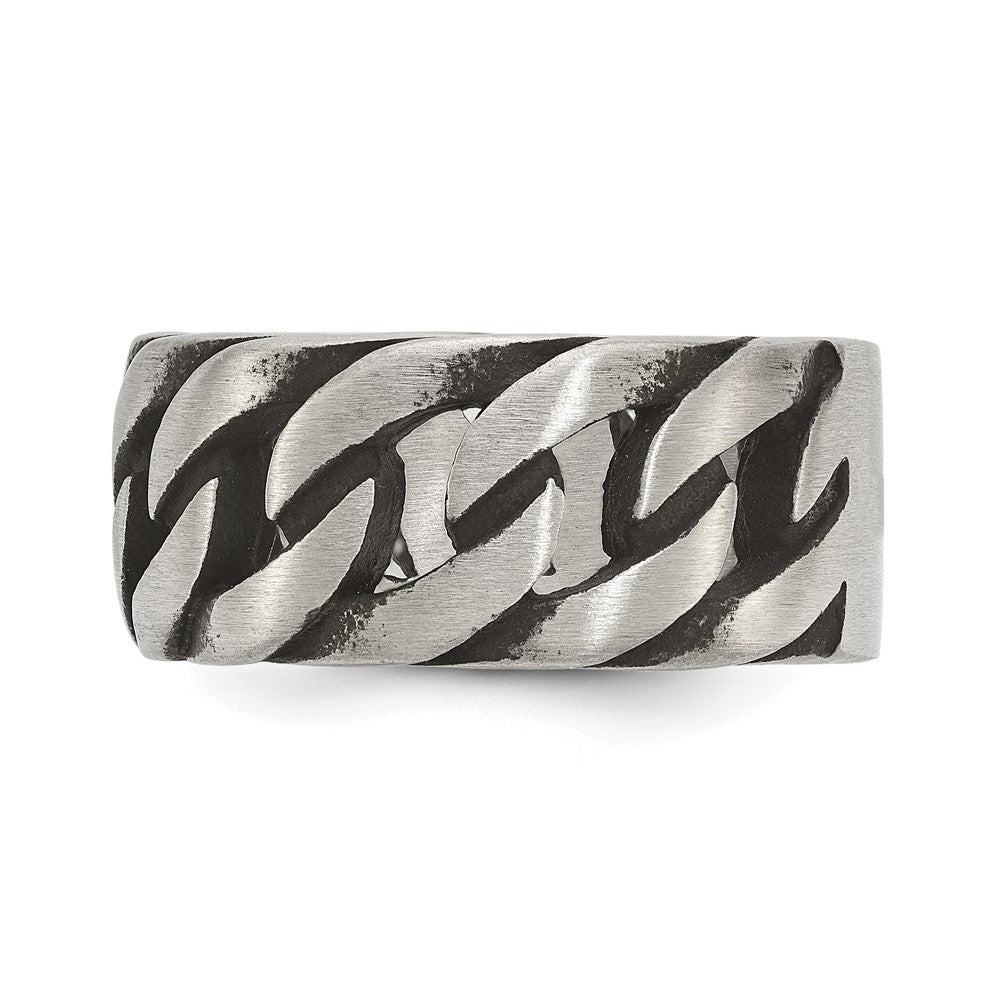 Chisel Stainless Steel Antiqued and Polished Chain Design Band Size - 9