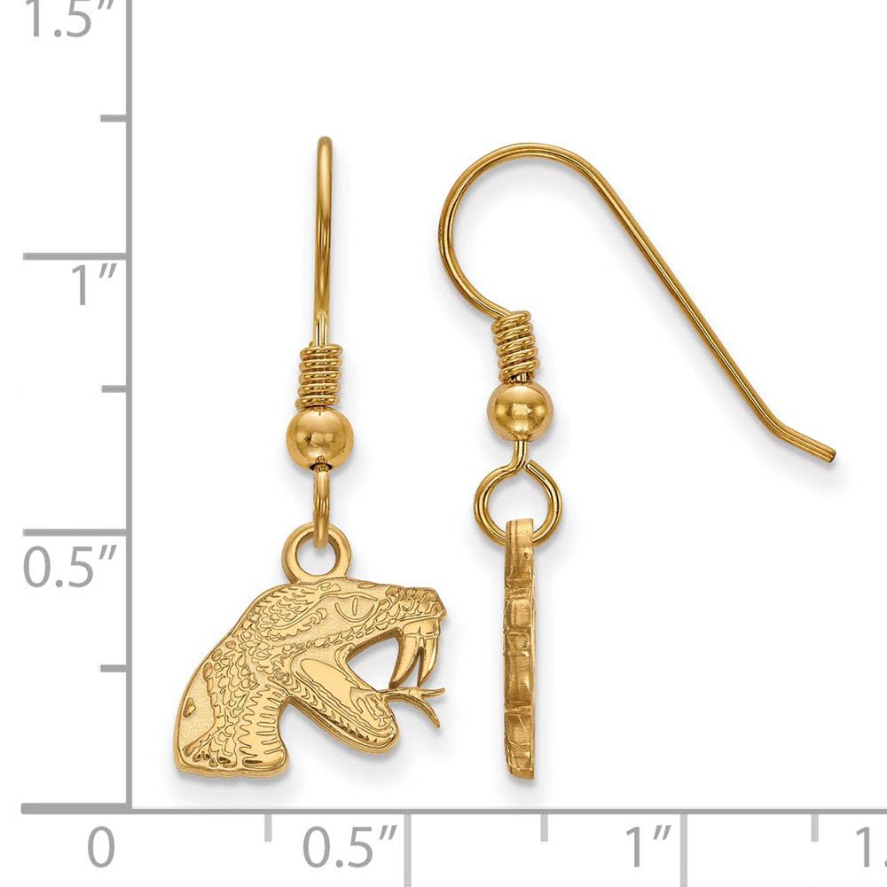 Sterling Silver w/ 14K Yellow Gold-Plated Official Licensed Collegiate Florida A&M University (FAMU) XS Dangle Earrings