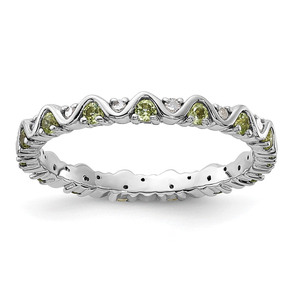 Sterling Silver Stackable Expressions Diamond & Peridot Ring