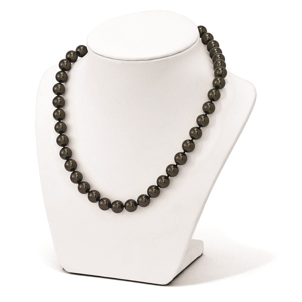 Majestik Sterling Silver Rhodium-plated 10-11mm Black Imitation Shell Pearl Hand-knotted Necklace 18 Inches
