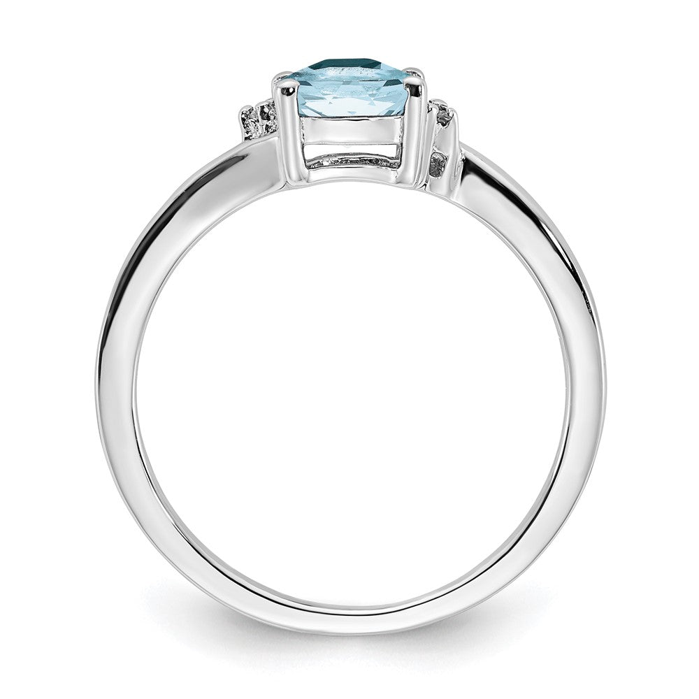 Sterling Silver ANC Aquamarine & Diamond Ring