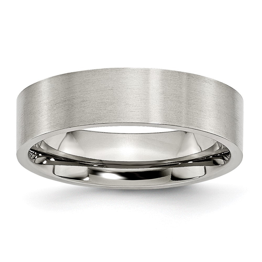 Stainless Steel Brushed 6mm Flat Band Size - 8