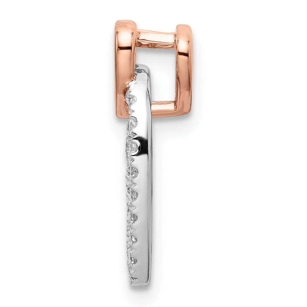 14k Two Tone Rose and White Gold 1/4 carat Lab Grown Diamond VS/SI+ G+ Double Heart Chain Slide Pendant