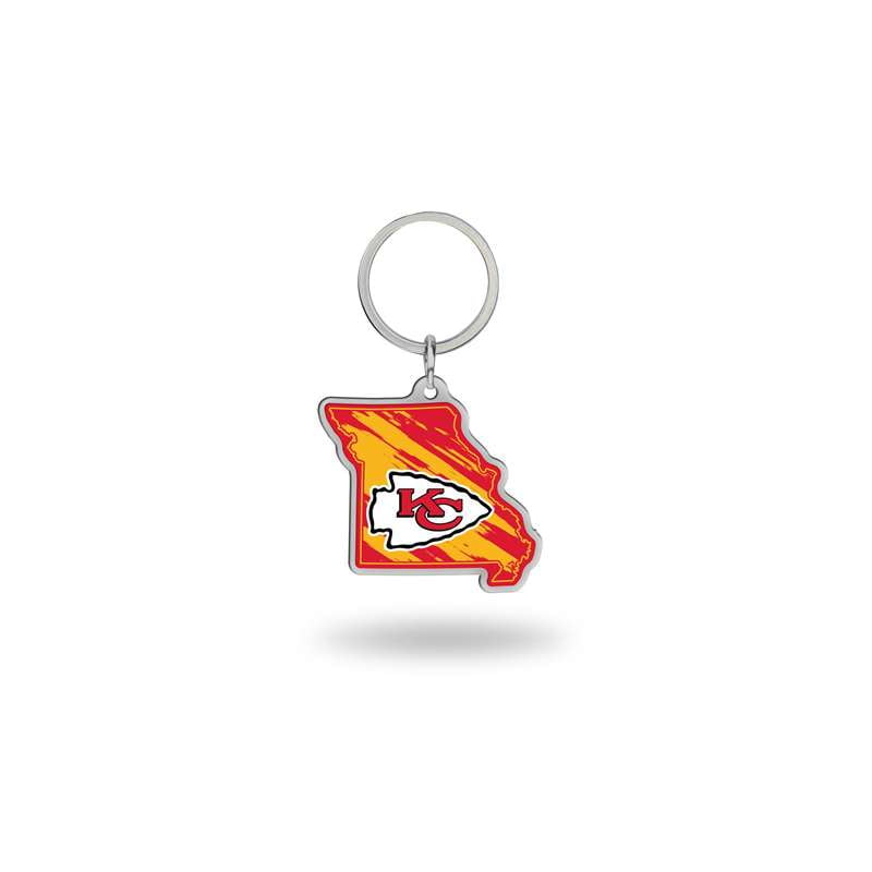 Kansas City Chiefs Metal Keychain State Shaped