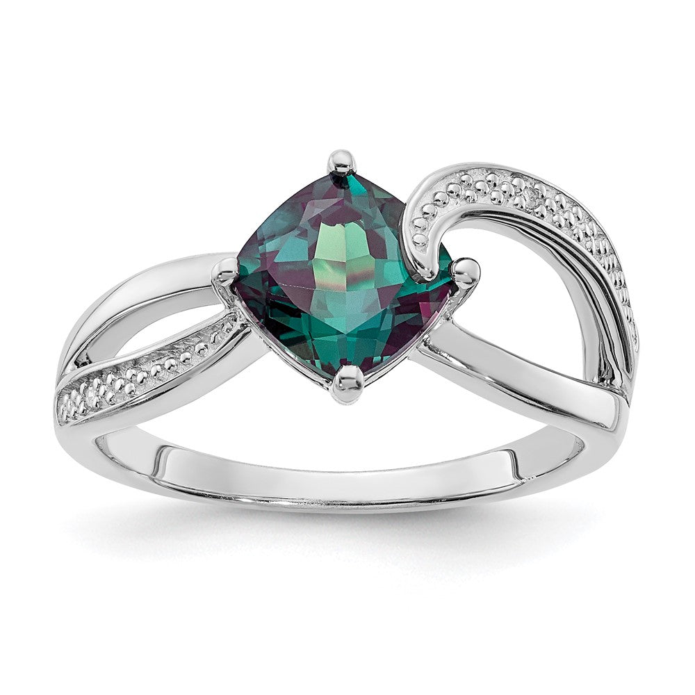 Sterling Silver ANC CR Alexandrite & Diamond Ring