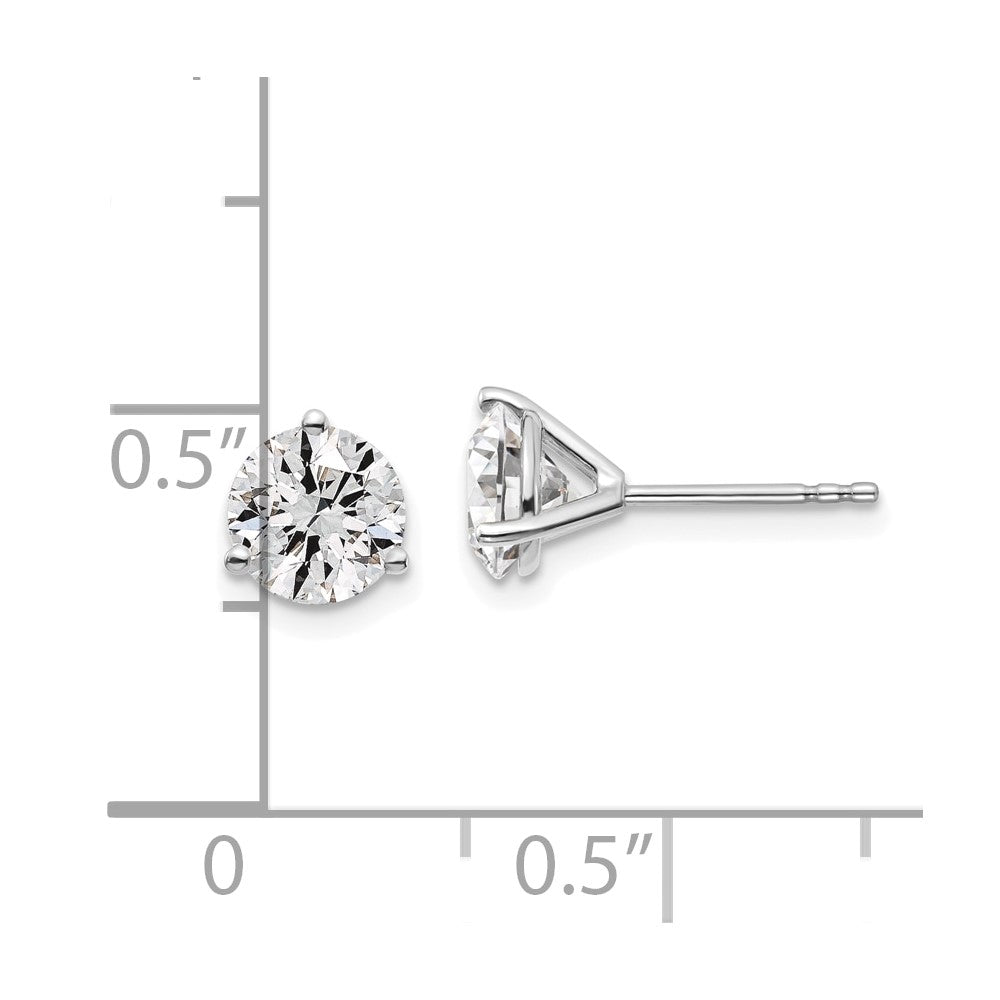 14k White Gold 1 3/8 ctw Lab Grown Diamond VS+ F+ Round 3 Prong Heavy Wt. Stud Earrings