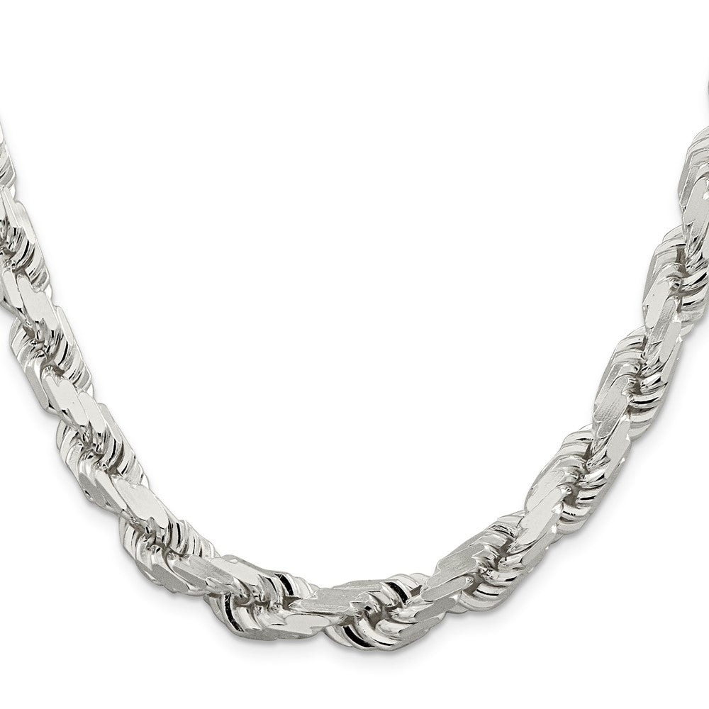 Sterling Silver 9.0mm Diamond-cut Rope Chain 26 Inches