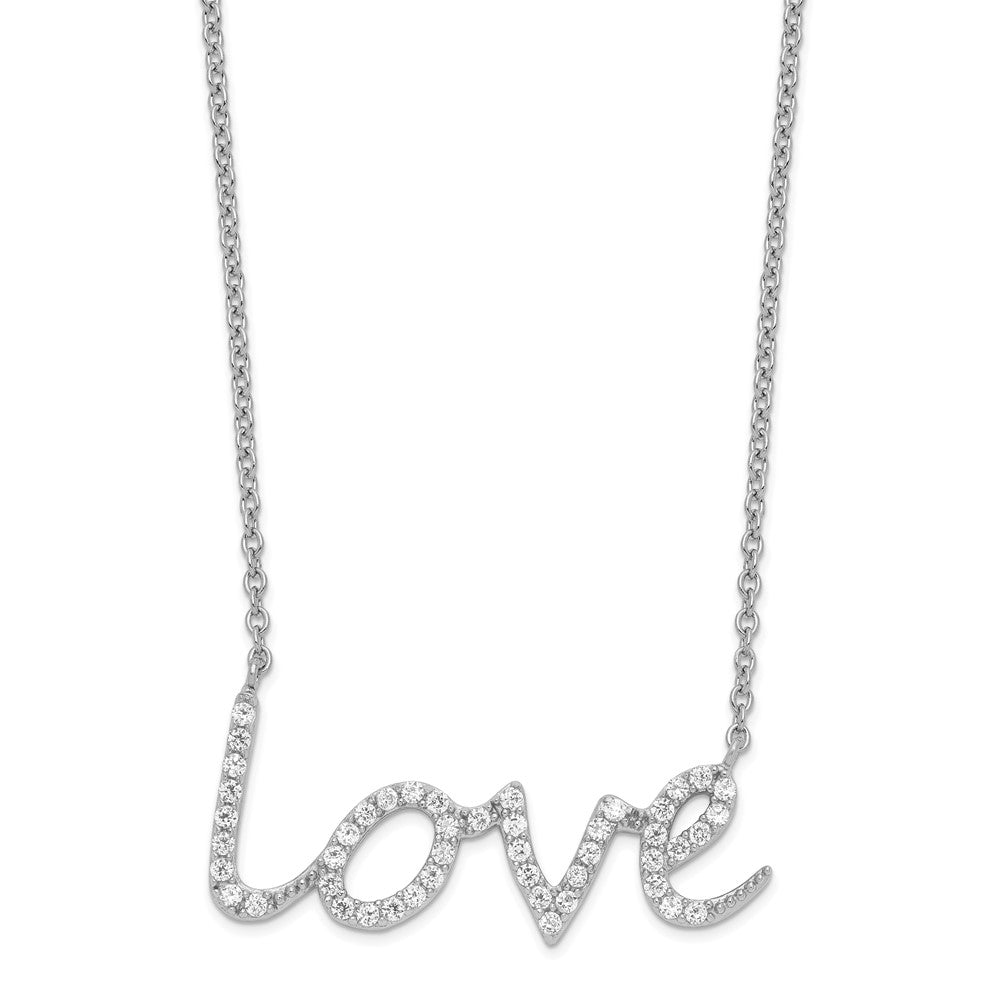Cheryl M Sterling Silver Rhodium-plated Brilliant-cut CZ LOVE 18 Inch Necklace 18 Inches