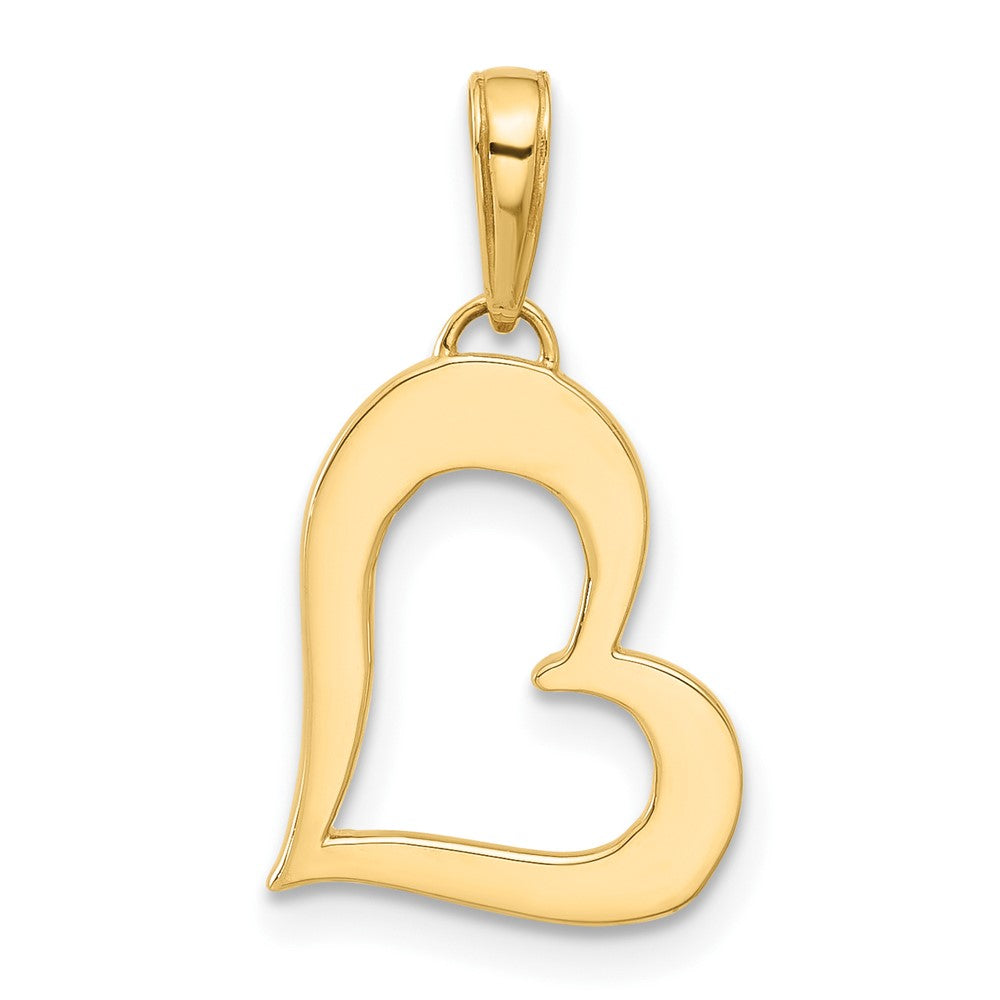 14k and White Rhodium D/C Heart Pendant