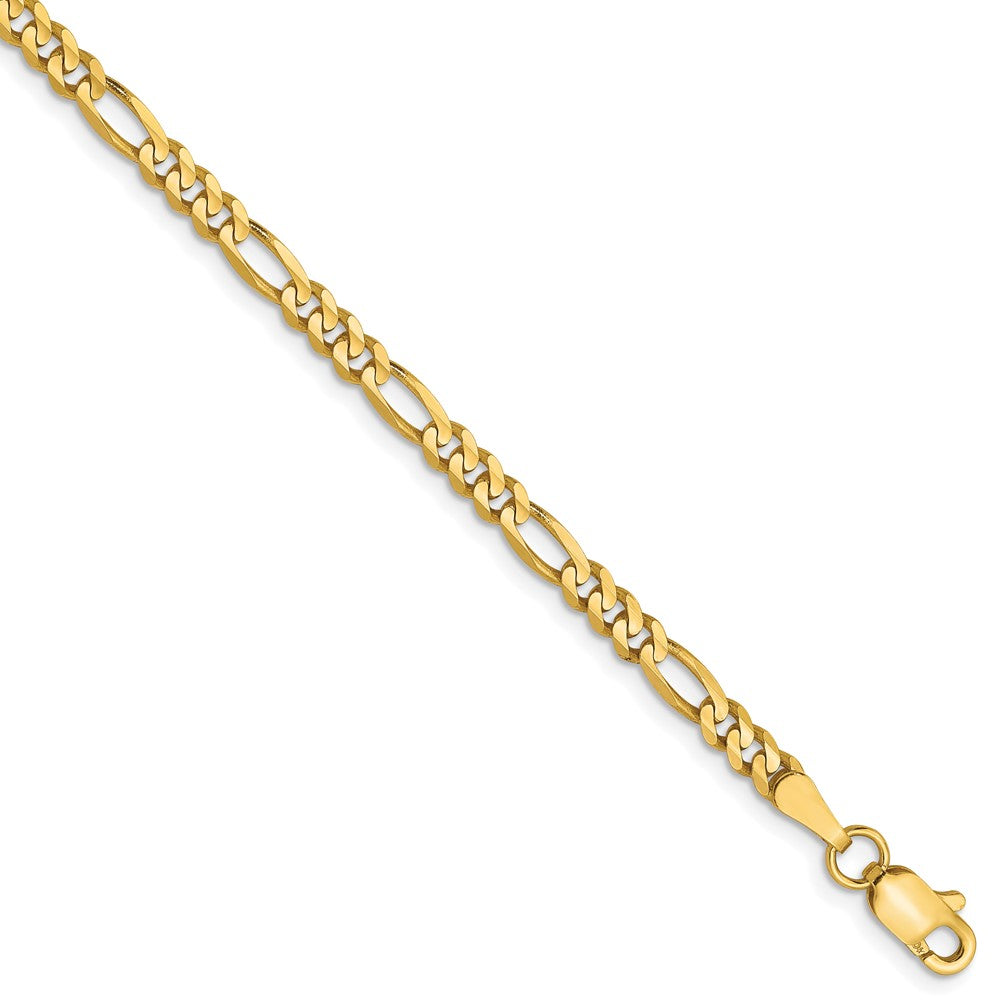 10K 3mm Concave Figaro Chain 7  inches