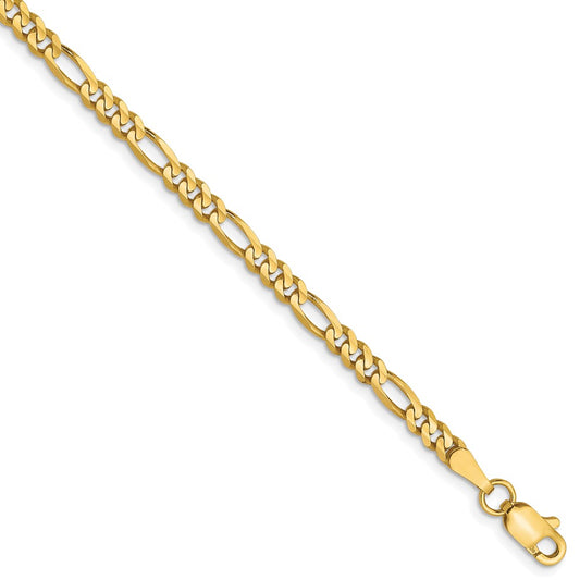 10K 3mm Concave Figaro Chain 7  inches