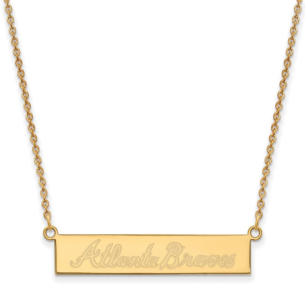Sterling Silver Gold-plated Atlanta Braves Team Script Bar 18 inch Necklace