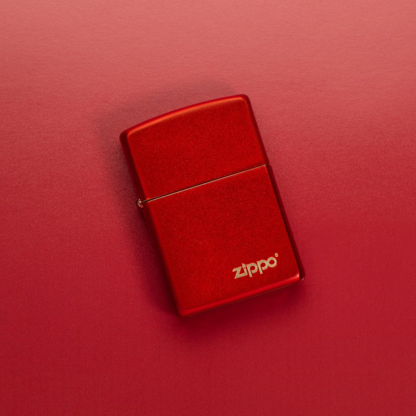 Zippo Metallic Red Matte Zippo Logo Pocket Lighter
