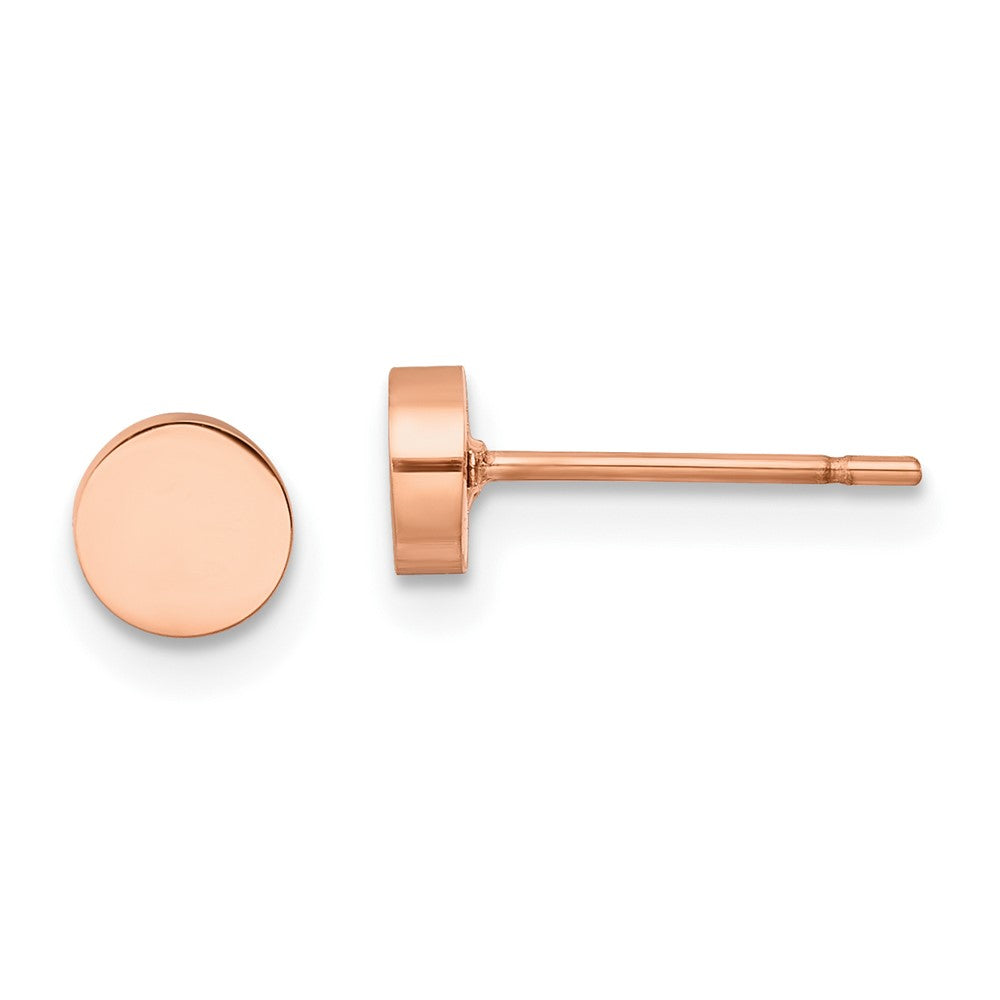 Stainless Steel Polished Rose IP-plated Circle Post Earrings