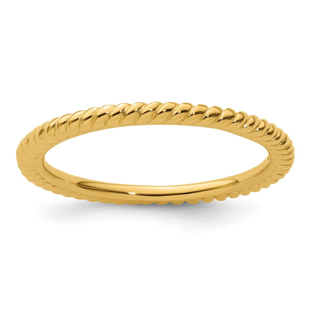 Sterling Silver Stackable Expressions Gold-plated Twisted Ring Size -7