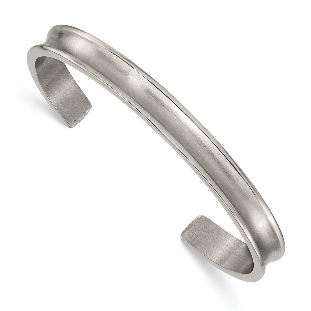 Titanium Brushed with Polished Edge 6.5mm Cuff Bangle 6.5 inches