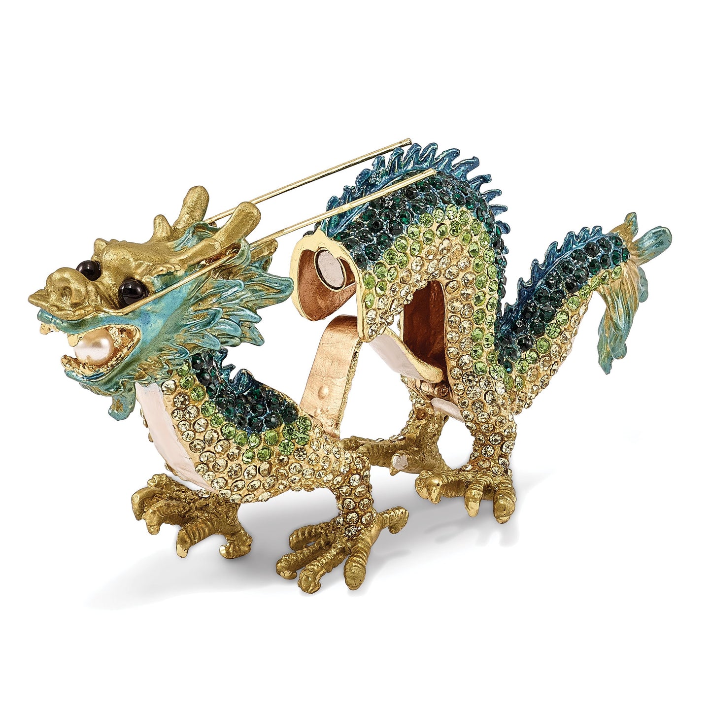 Pewter Enamel Chi Dragon Trinket Box