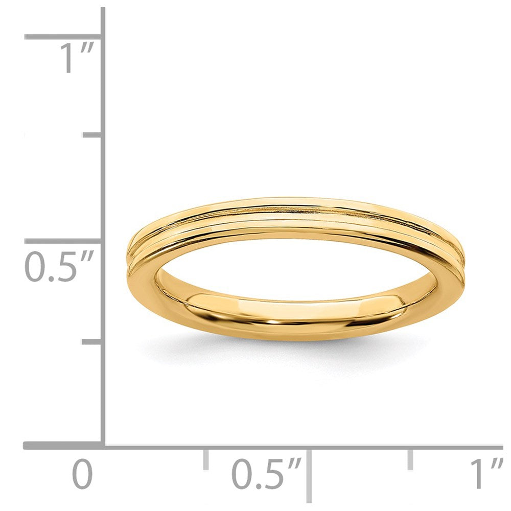 Sterling Silver Stackable Expressions Gold-plated Grooved Ring Size -5