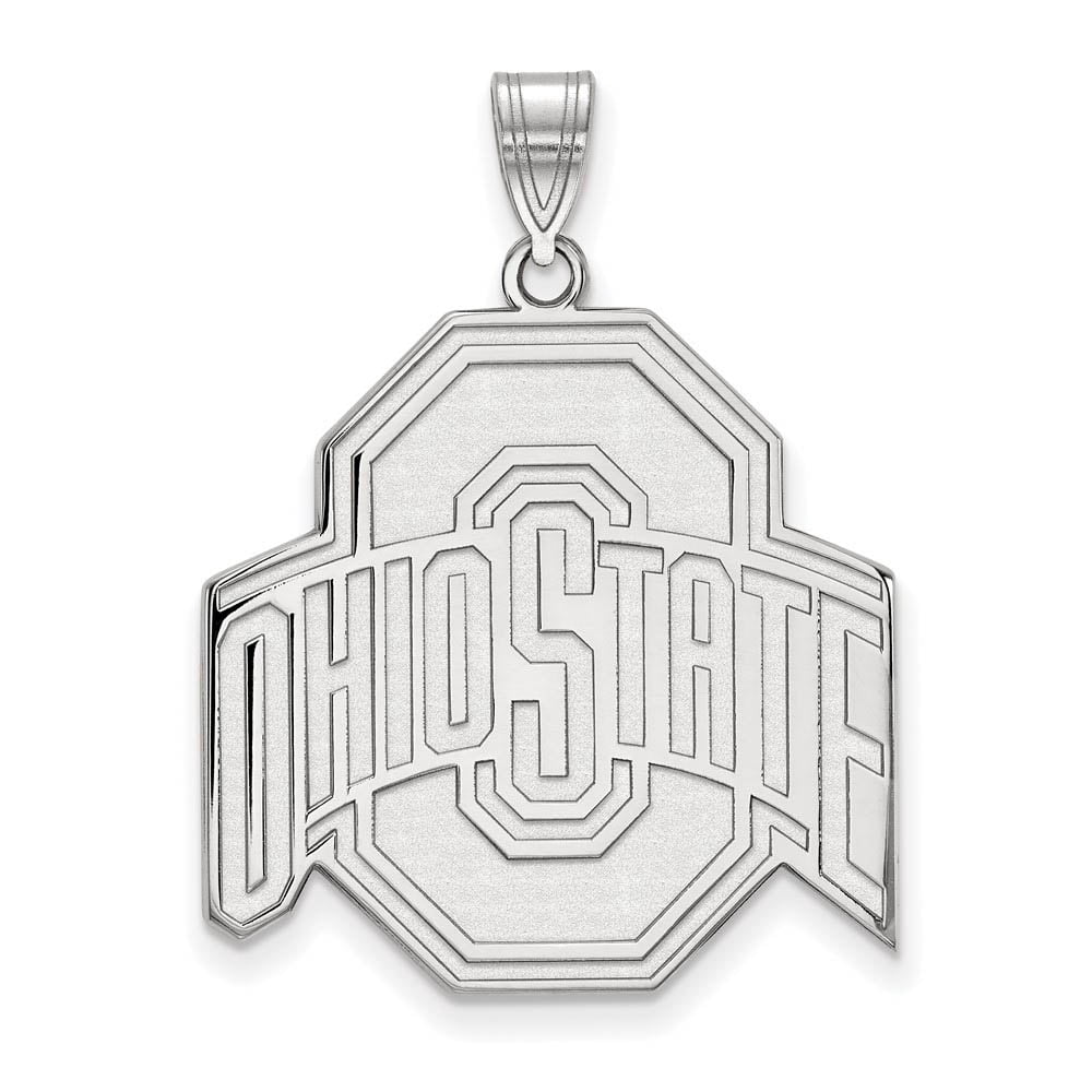Sterling Silver Rhodium-plated LogoArt The Ohio State University Extra Large Pendant Q-SS005OSU