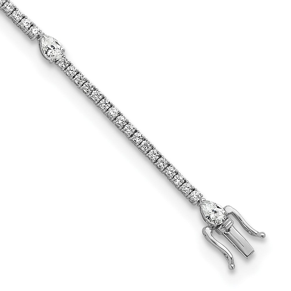 True Origin 14K White Gold 4 1/2 carat Lab Grown Diamond VS+ F+ Pear Center 7 in Complete Bracelet