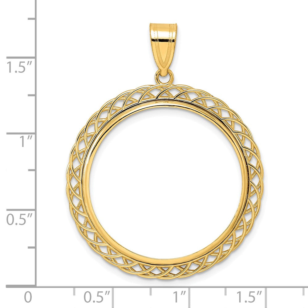 14k Polished Quad Loop with 27.0mm Prong Coin Bezel Pendant