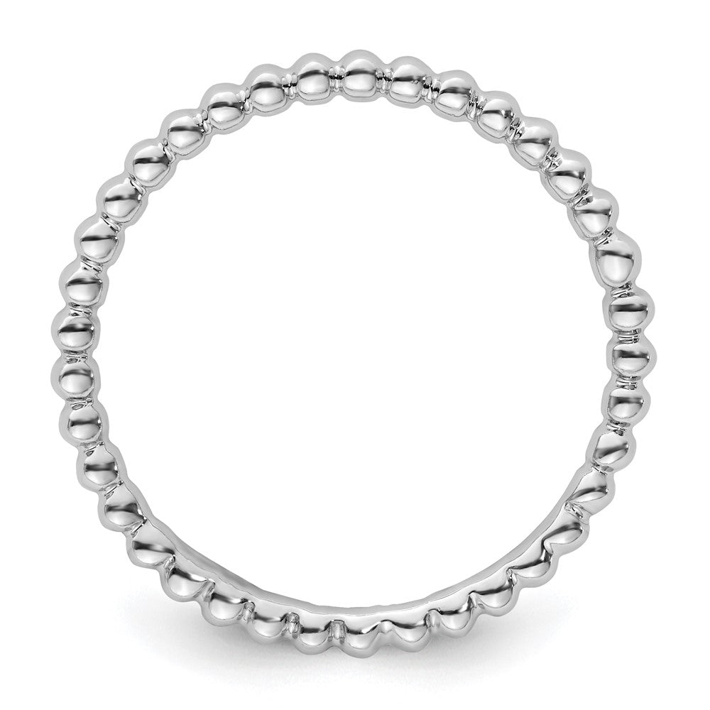 Sterling Silver Stackable Expressions Rhodium Beaded Ring Size -7