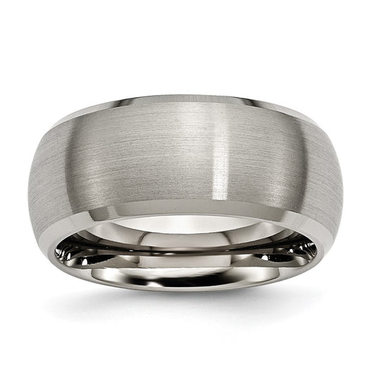 Titanium Satin and Polished 10mm Beveled Edge Band Size - 13