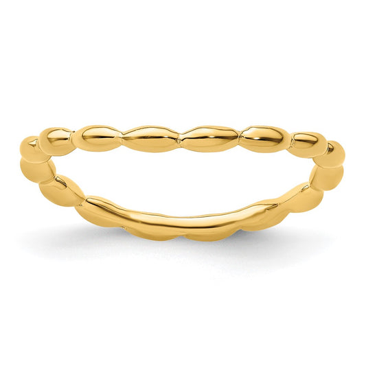 Sterling Silver Stackable Expressions Polished Gold-plate Wave Ring Size -9
