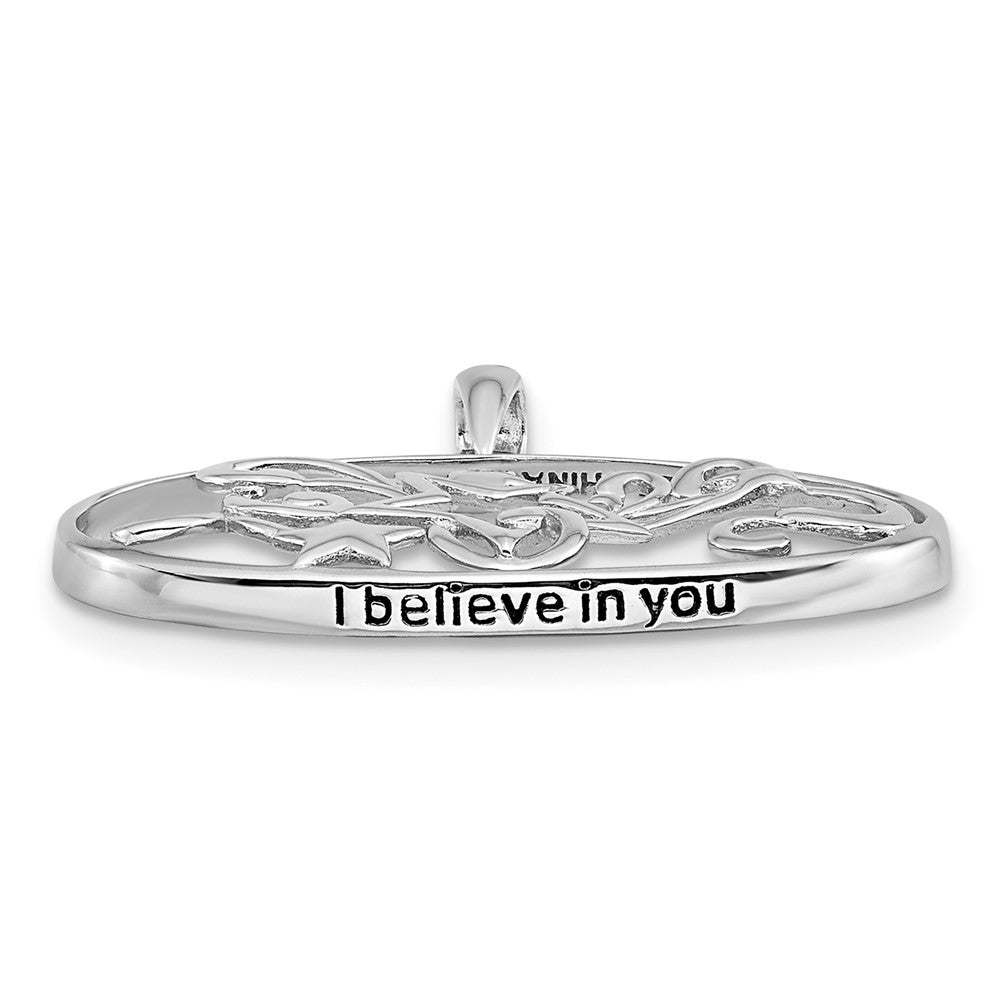 Sentimental Expressions Sterling Silver Rhodium-plated Antiqued I Believe In You 18in Star Necklace 18 Inches