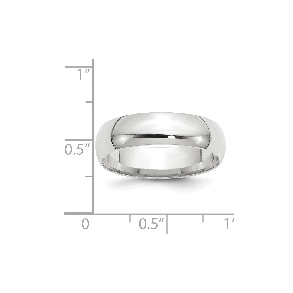 10k White Gold 6mm Lightweight Comfort Fit Wedding Band Size 5