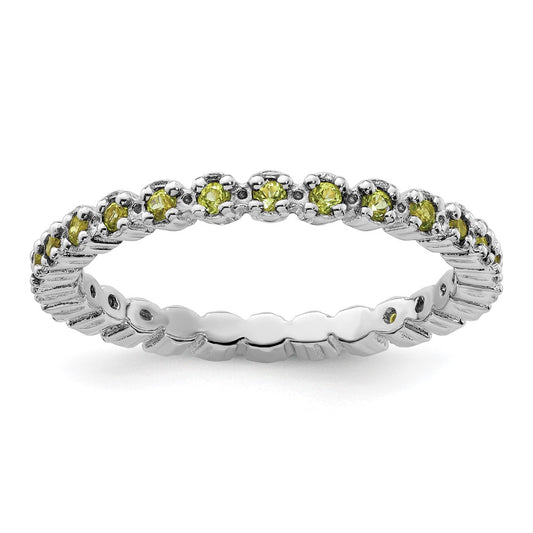 Sterling Silver Stackable Expressions Peridot Ring Size -9