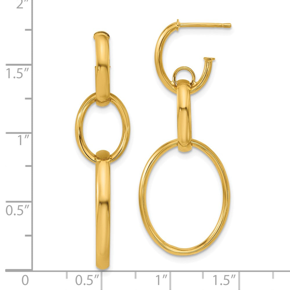 14K Polished Oval Link Post Earrings
