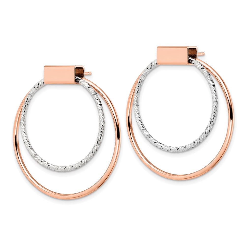 Sterling Silver Rh-p Rose-tone Polished D/C Post Dangle Earrings