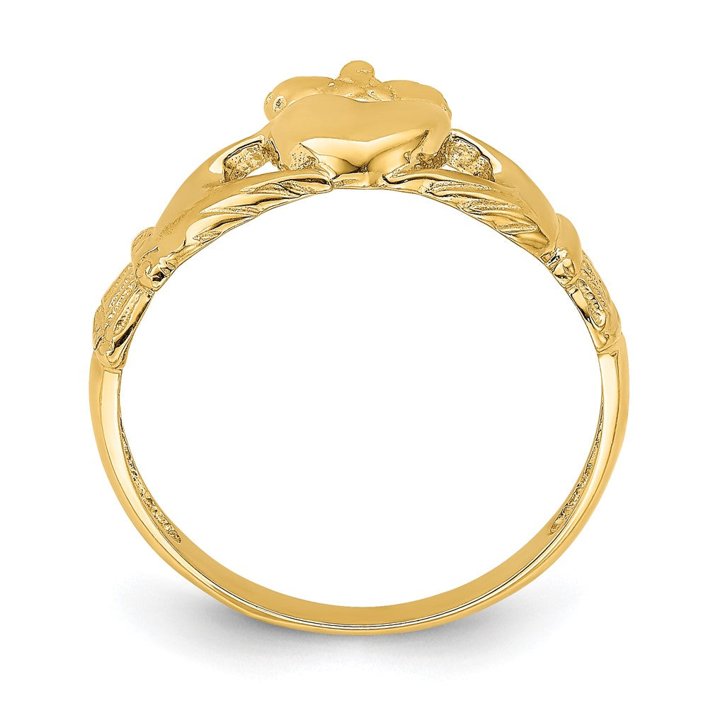 14k Polished Claddagh Ring Size 7