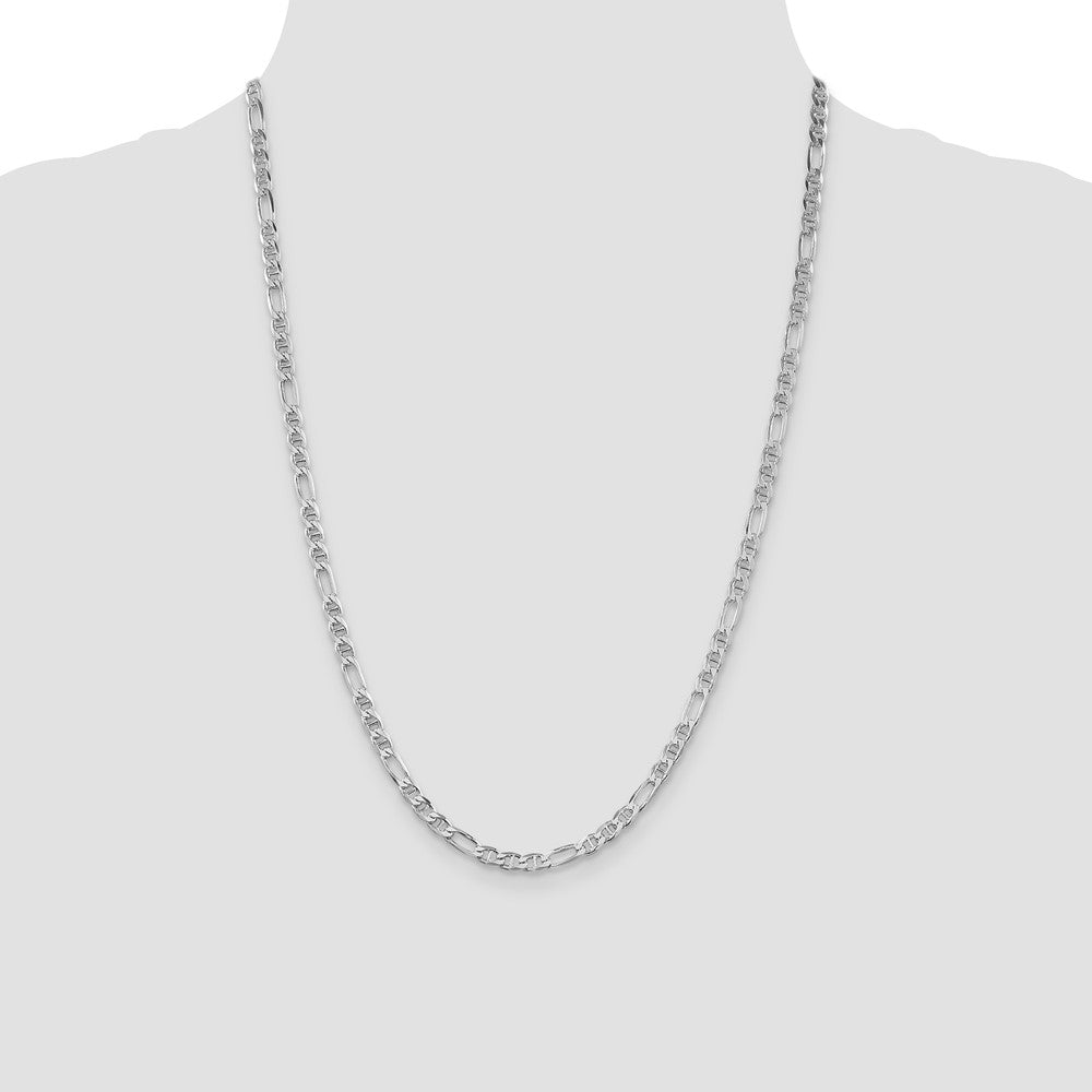 Sterling Silver Rhodium-plated 3.75mm Figaro Anchor Chain 24 Inches