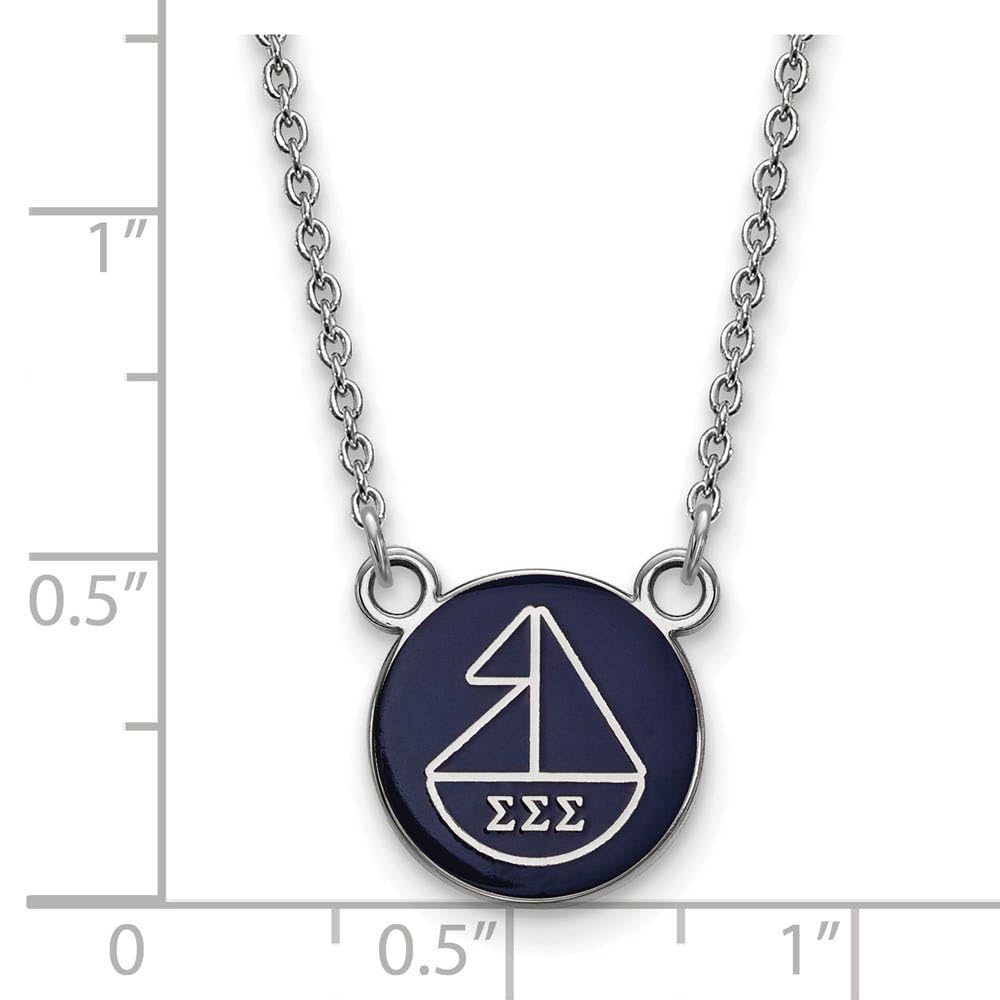 Sterling Silver 18in Official Licensed Greek Sororities Sigma Sigma Sigma (???) XS Enamel Pendant w/Necklace