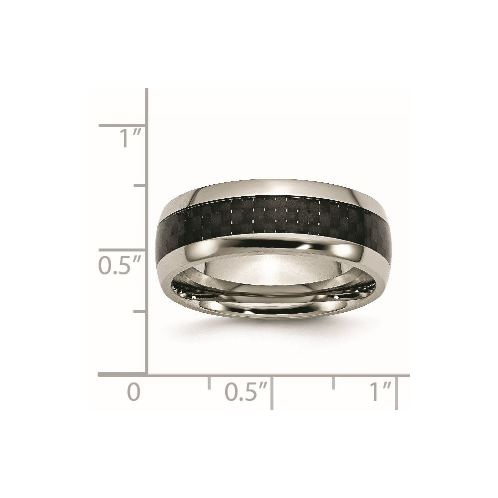 Titanium Polished w/Black Carbon Fiber Inlay 8mm Band Size - 13
