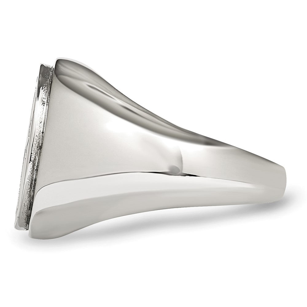 Stainless Steel Polished Black Enameled Cross Ring Size - 9