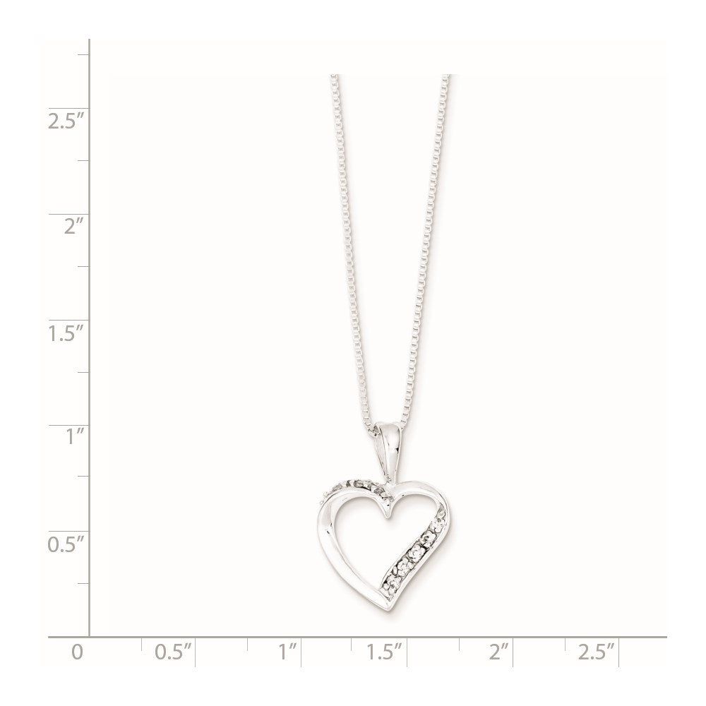 Sterling Silver CZ Heart Necklace 18 Inches