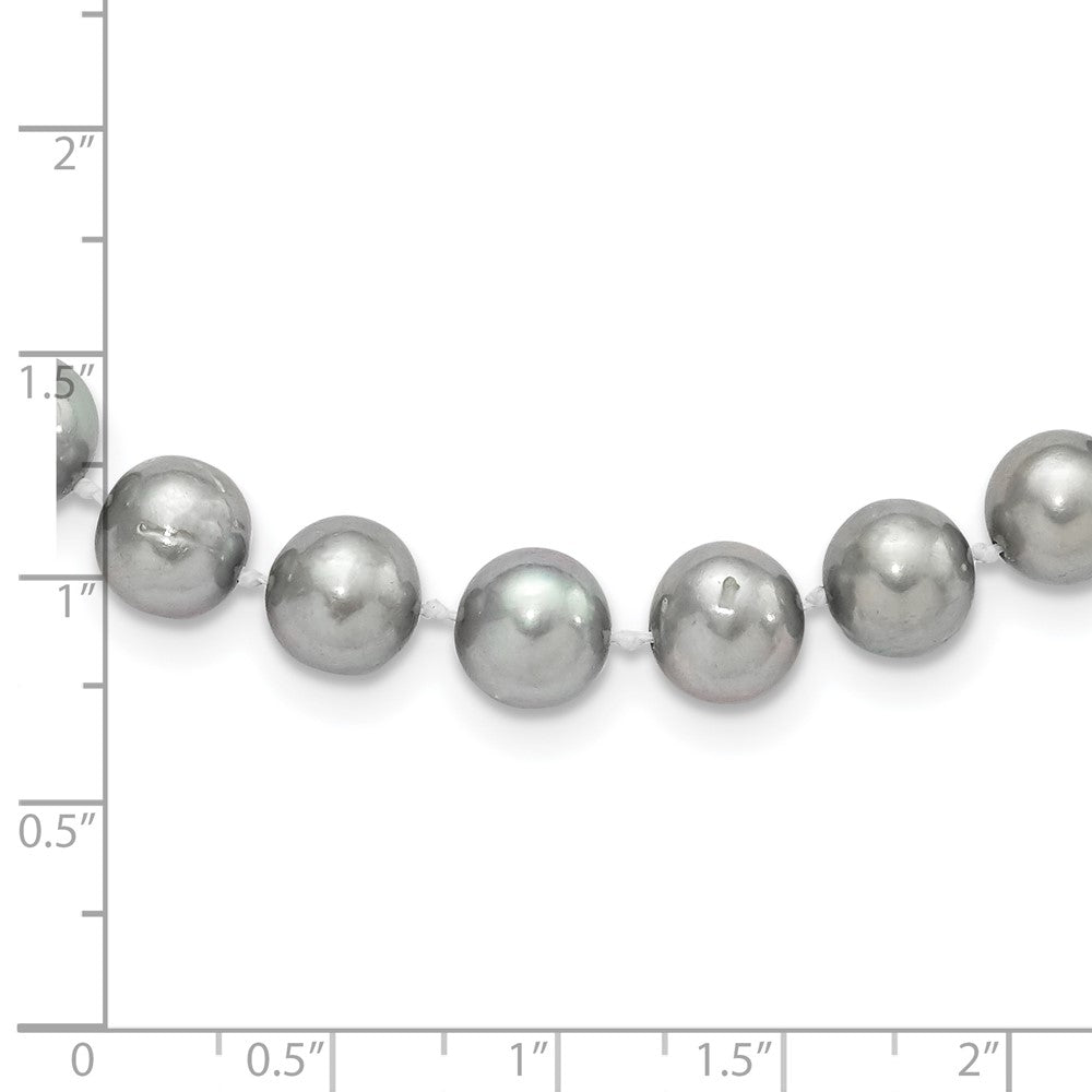 Sterling Silver Rhodium-plated 8-9mm Grey Near-Round Freshwater Cultured Pearl 16 inch Necklace 16 Inches