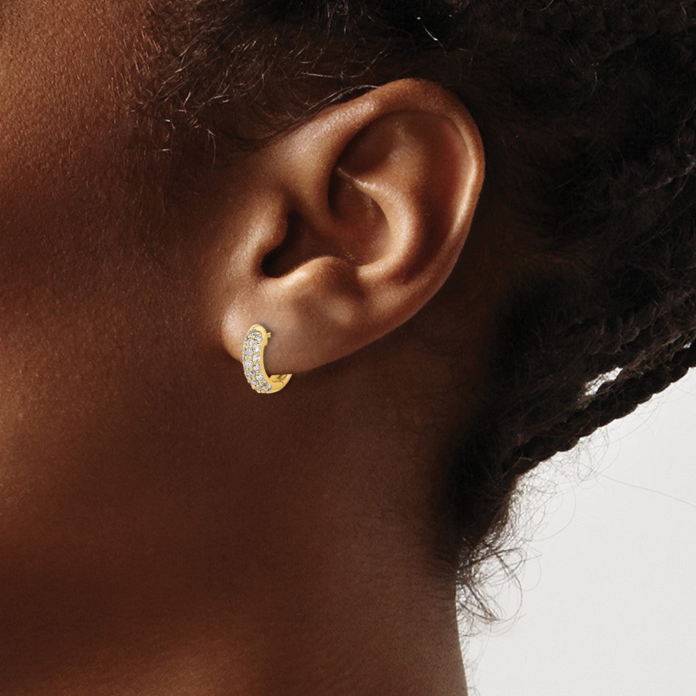 14K Gold 1/2 Carat Diamond Pavé Hinged Hoop Earrings