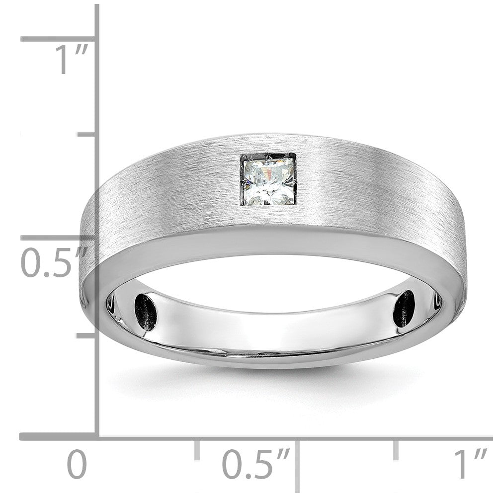 14k White Gold IBGoodman Men's Polished and Satin 1/6 carat Diamond Complete Ring