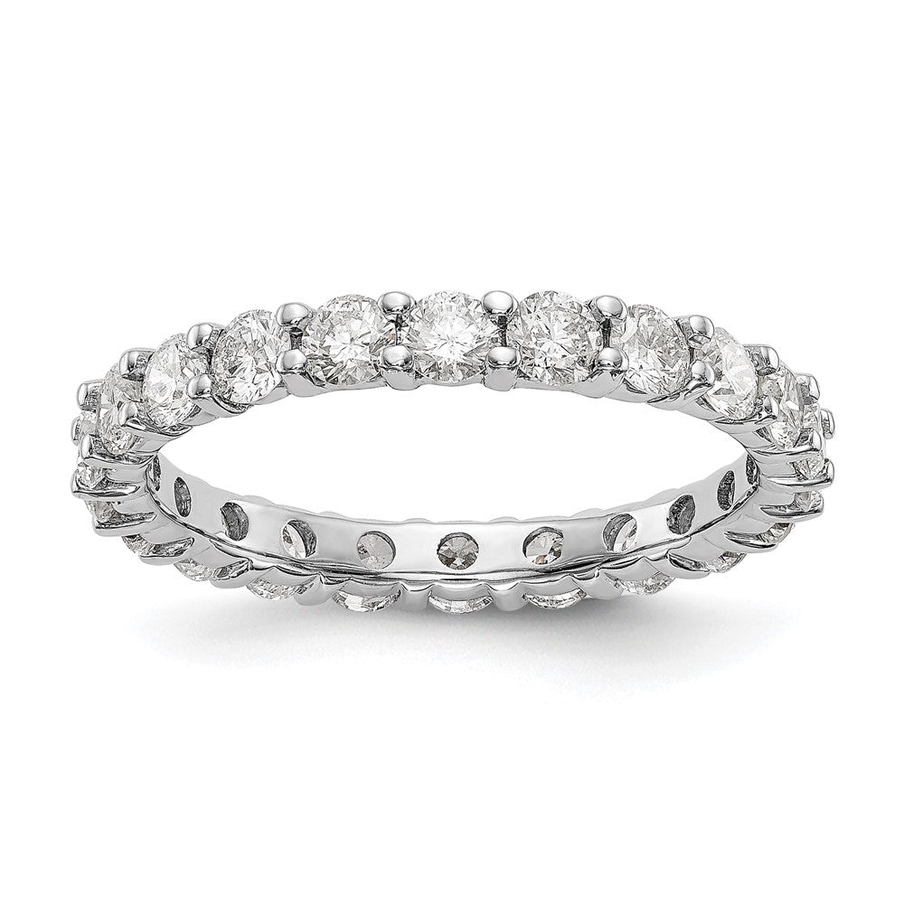 14k White Gold 2 carat Lab Grown Diamond VS/SI+ G+ Size 5.5 Shared Prong Eternity Band